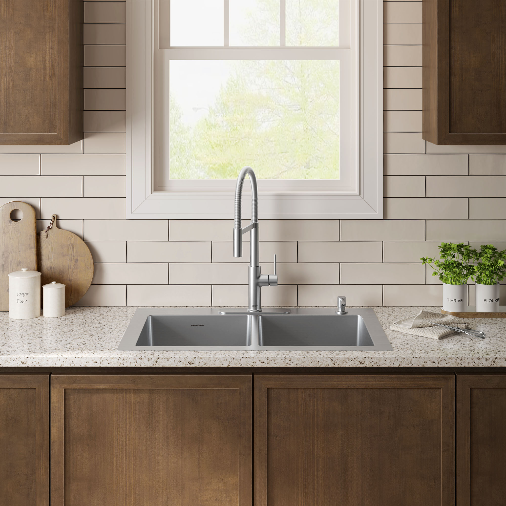 Tamarind® 33 x 22Inch Stainless Steel DoubleBowl 1Hole Kitchen Sink